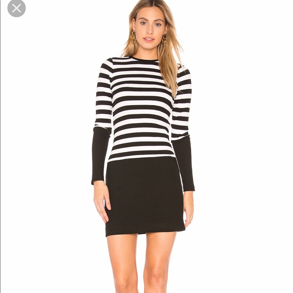 Stripe Crew Neck Long Sleeve Dress